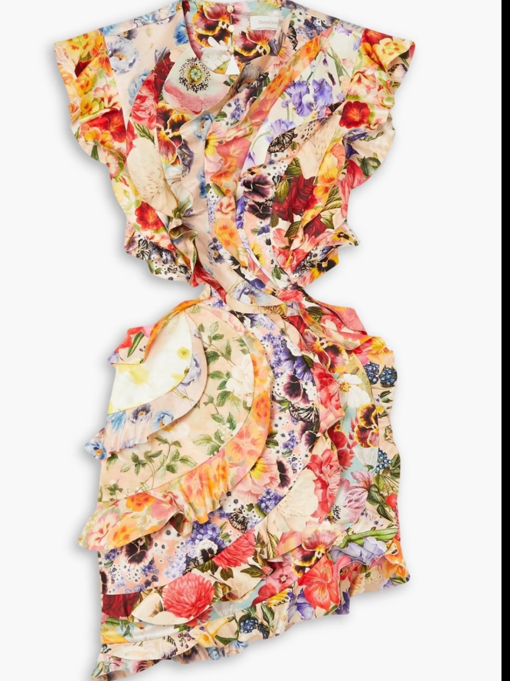 Zimmermann Floral Ruffle Mini Dress open back